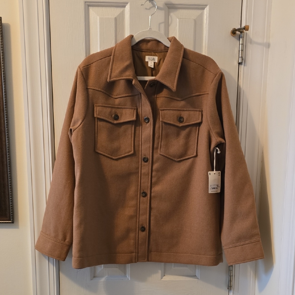 A.N.A BRAND WOMEN'S BROWN FRONT BUTTON JACKET SIZE MEDIUM